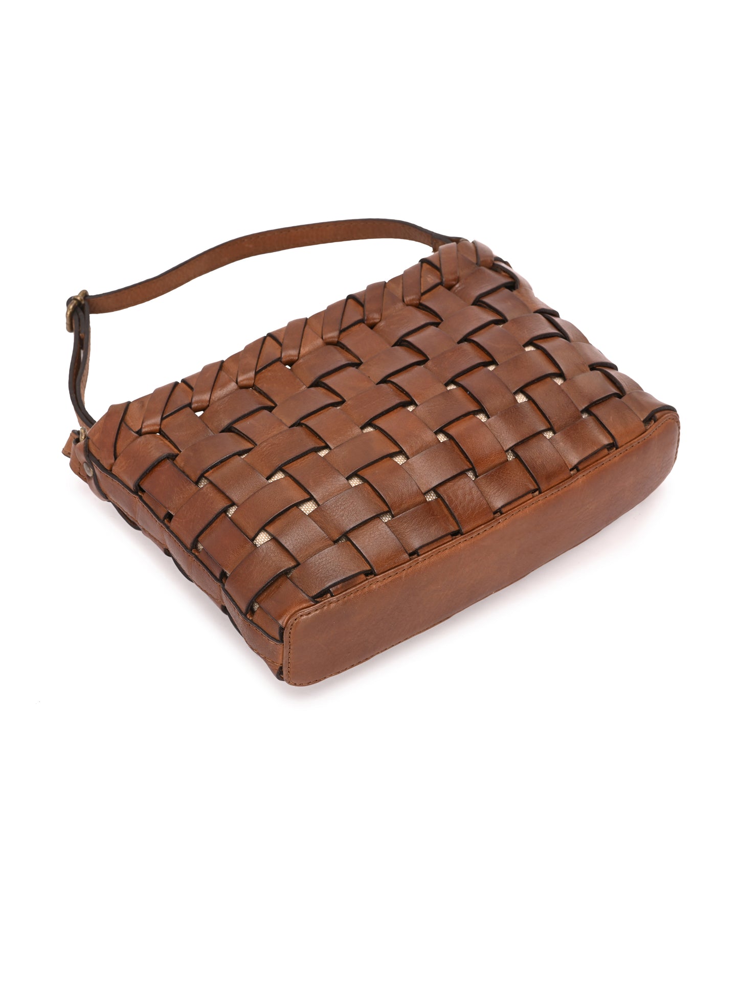 Braided Luxe Brown Leather Sling Bag