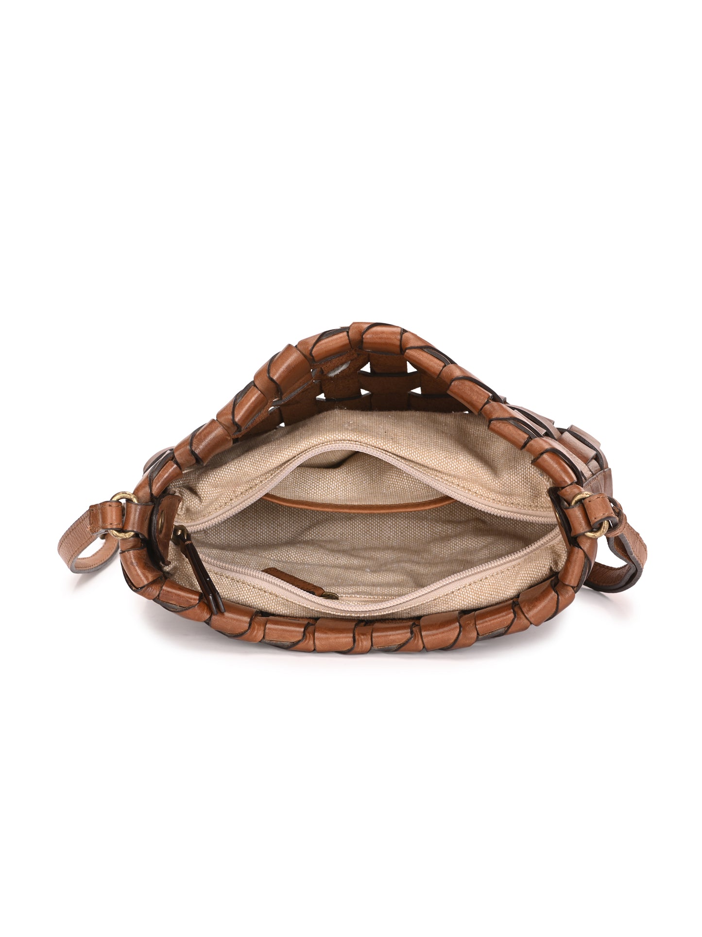 Braided Luxe Brown Leather Sling Bag