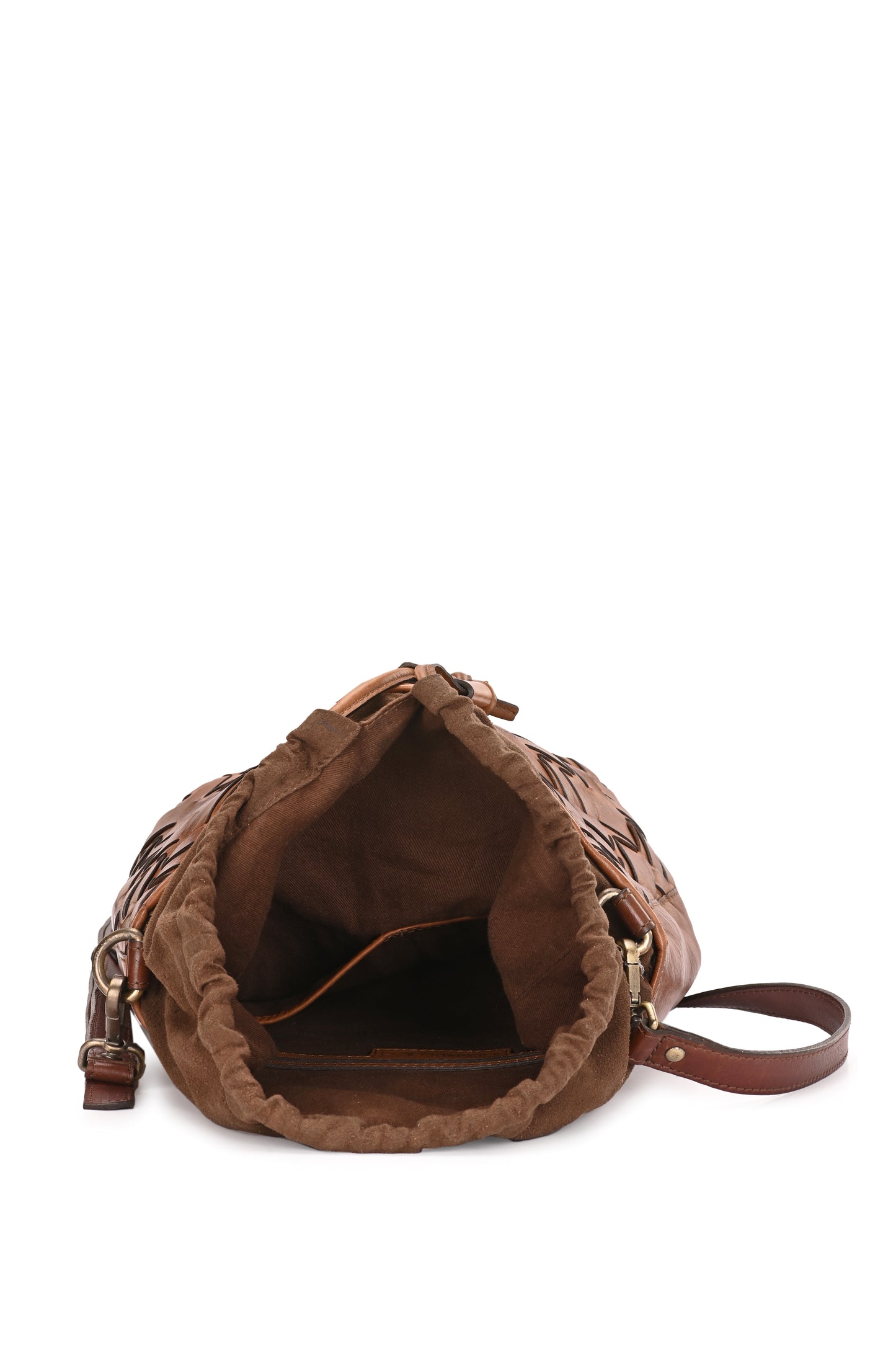 Braided Luxe Brown Leather Sling Bag