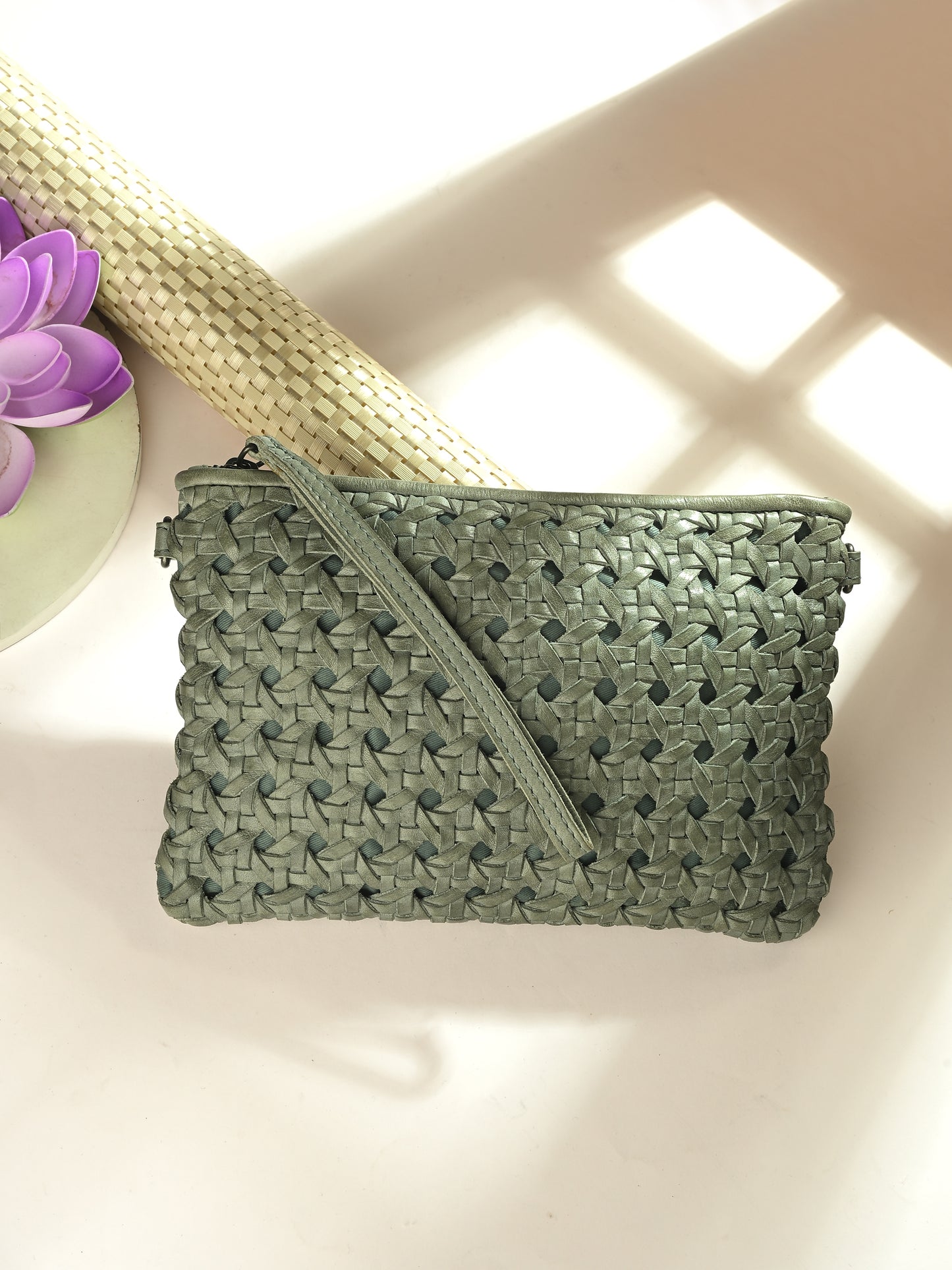 Sable Light Green Leather Sling/Wristlet