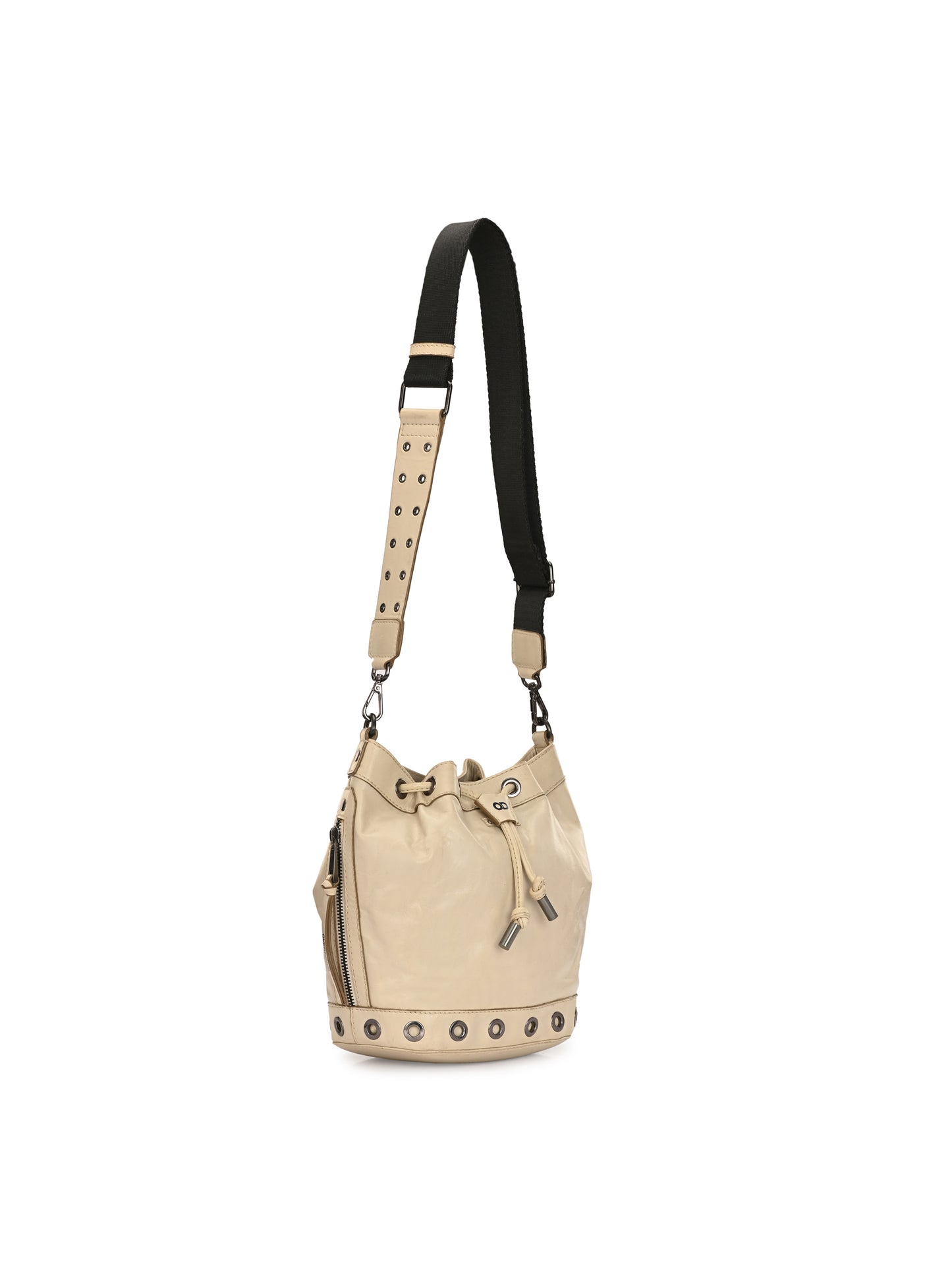 Elan Off White Leather Bucket Bag