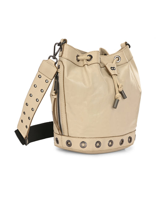 Elan Off White Leather Bucket Bag