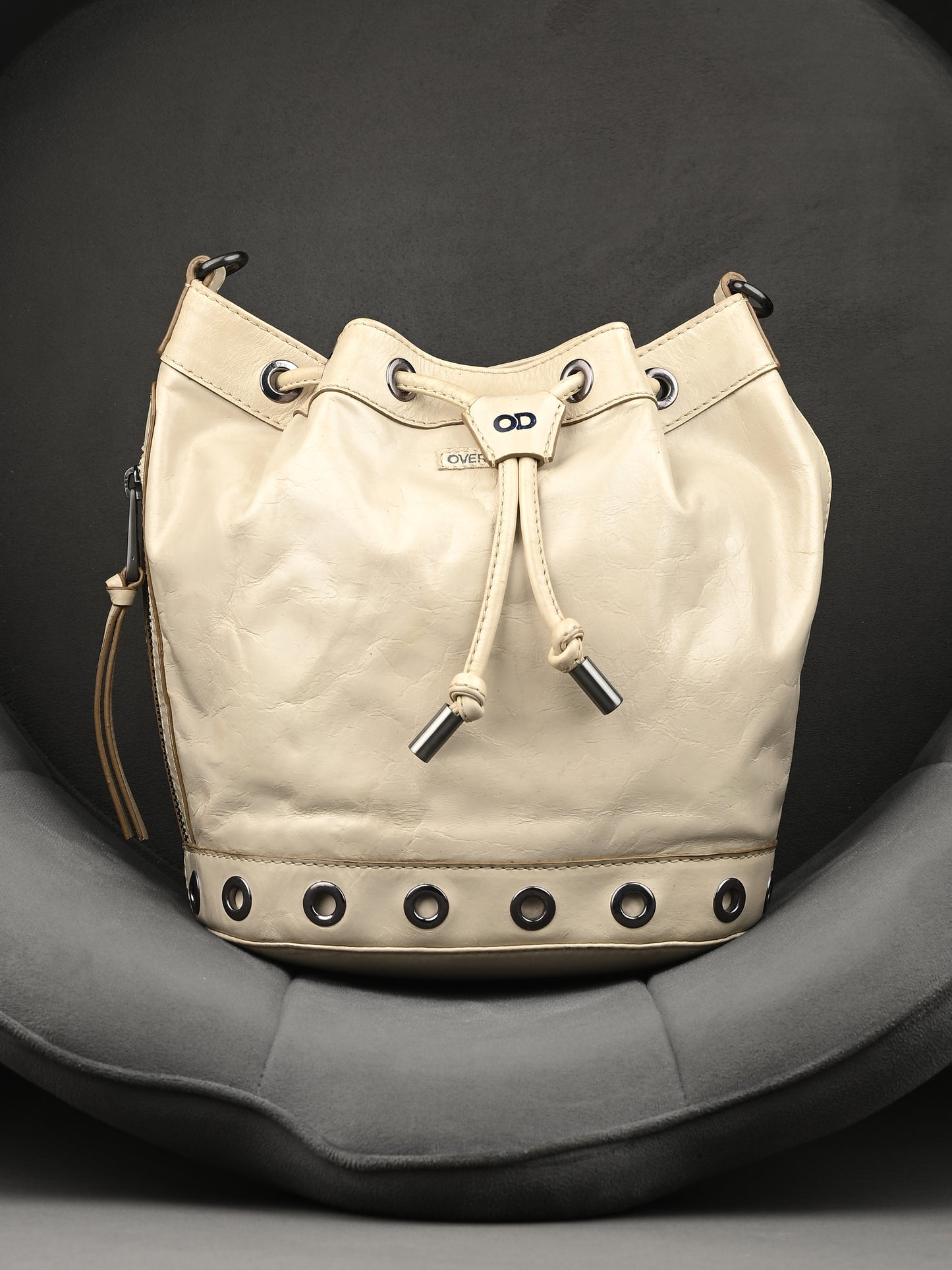 Elan Off White Leather Bucket Bag