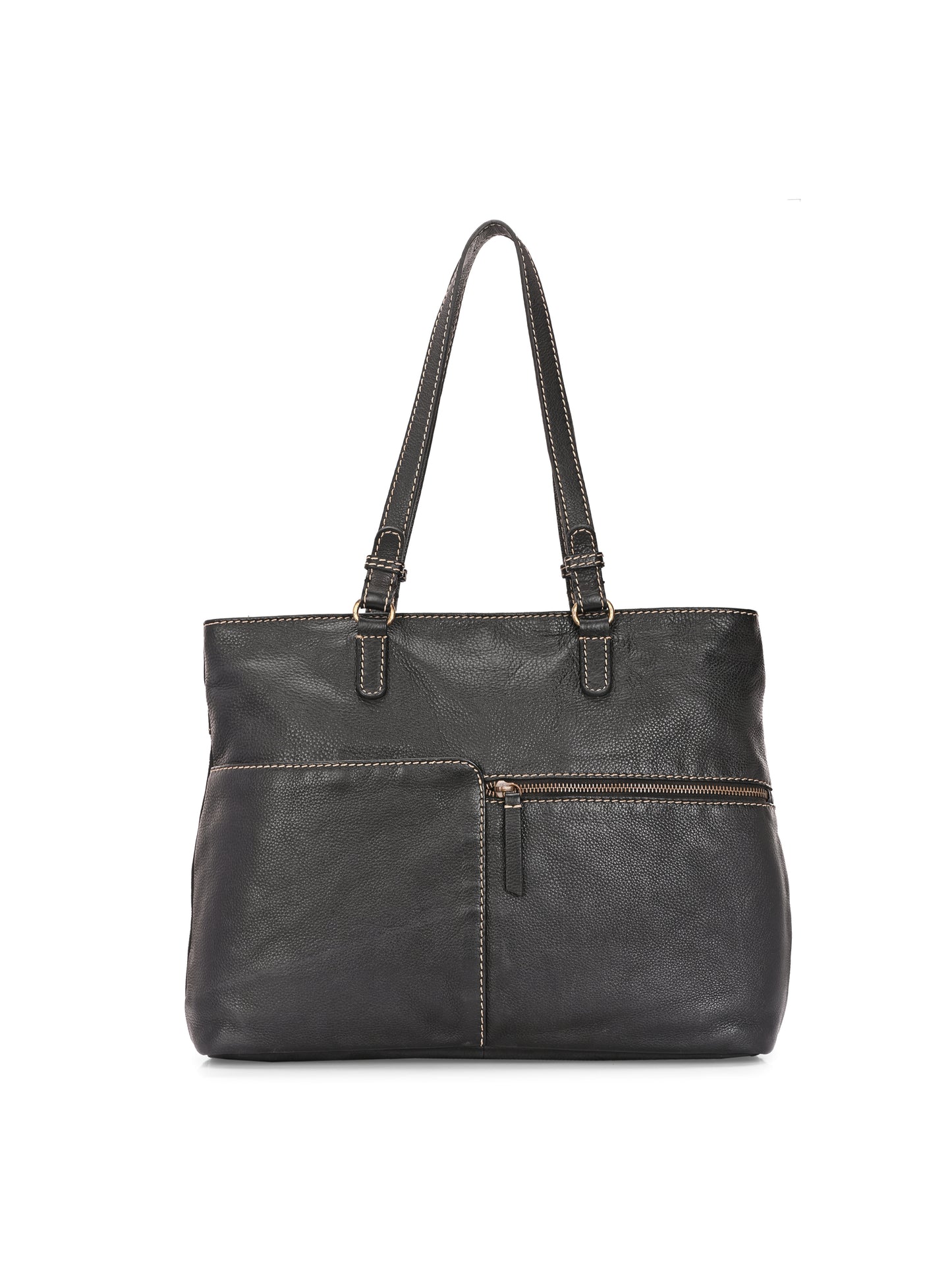 Velora Midnight Black Leather Tote Bag