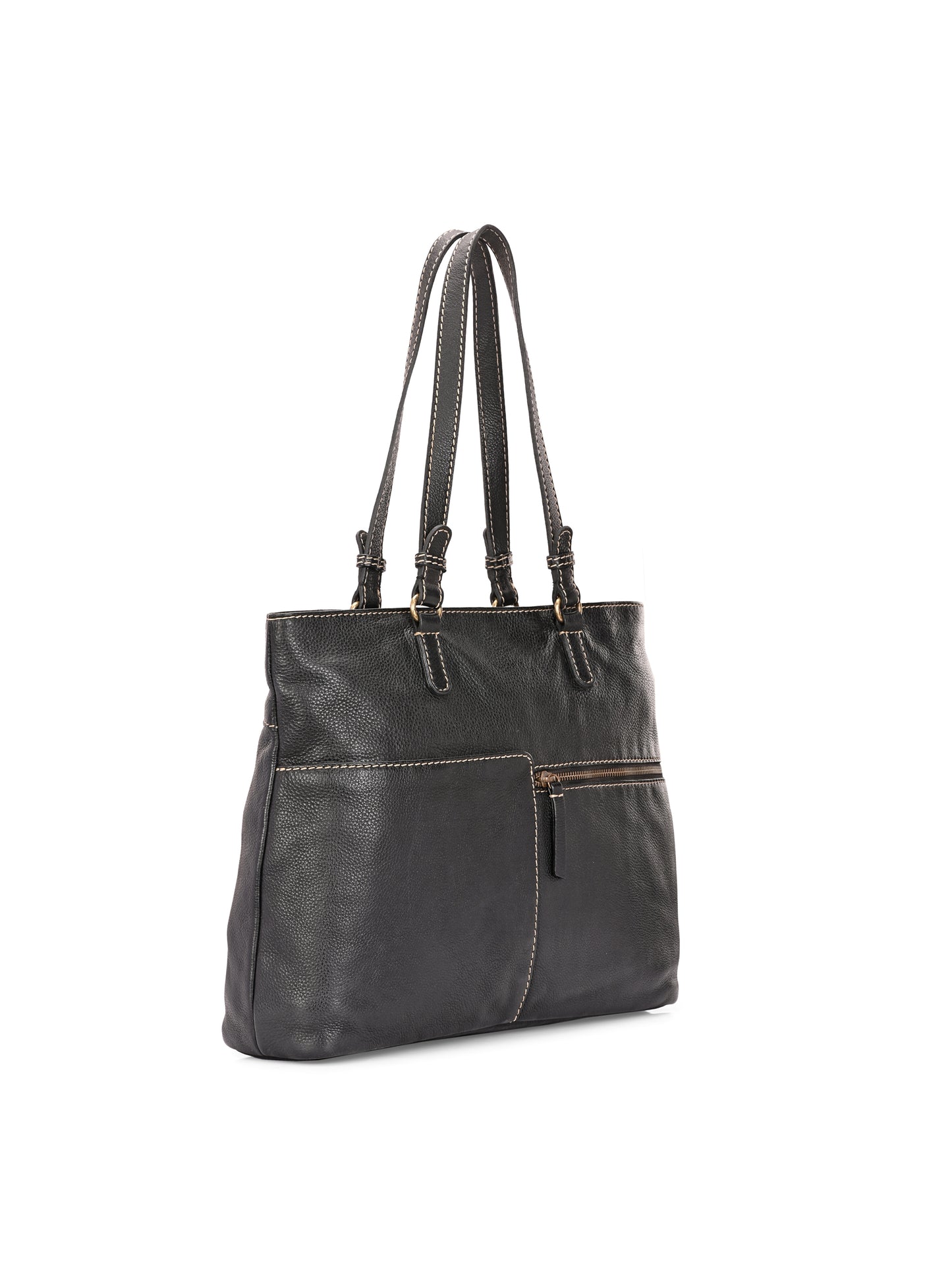 Velora Midnight Black Leather Tote Bag