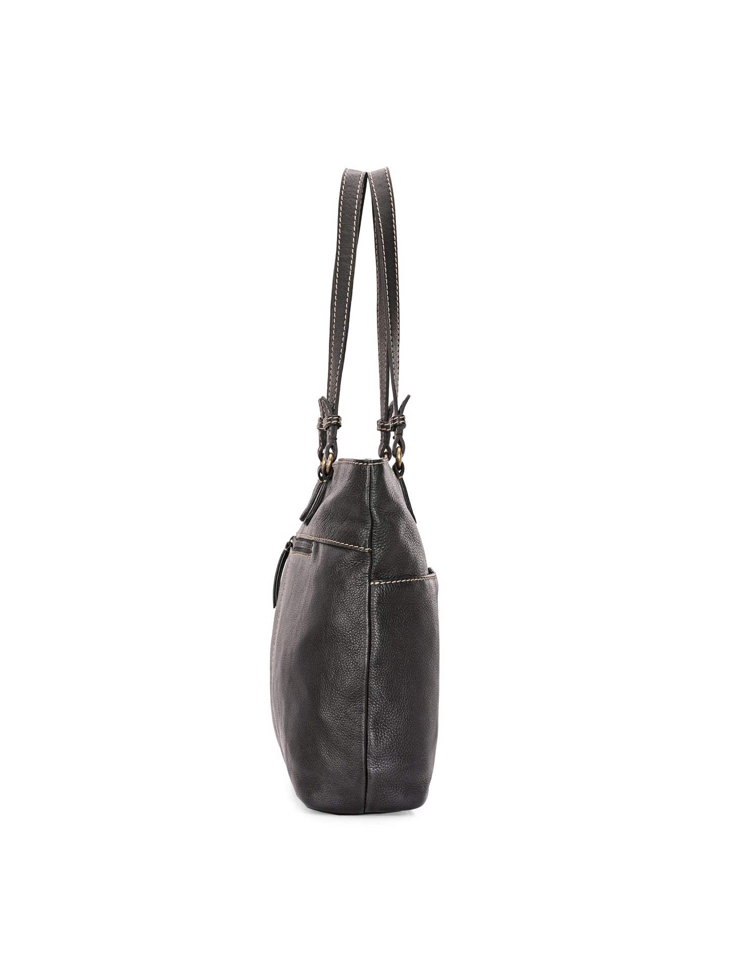 Velora Midnight Black Leather Tote Bag