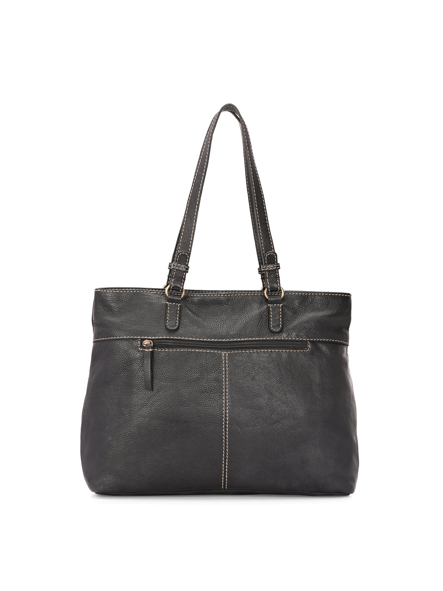 Velora Midnight Black Leather Tote Bag