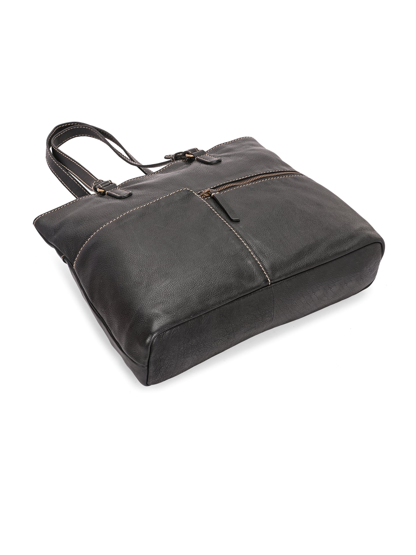 Velora Midnight Black Leather Tote Bag