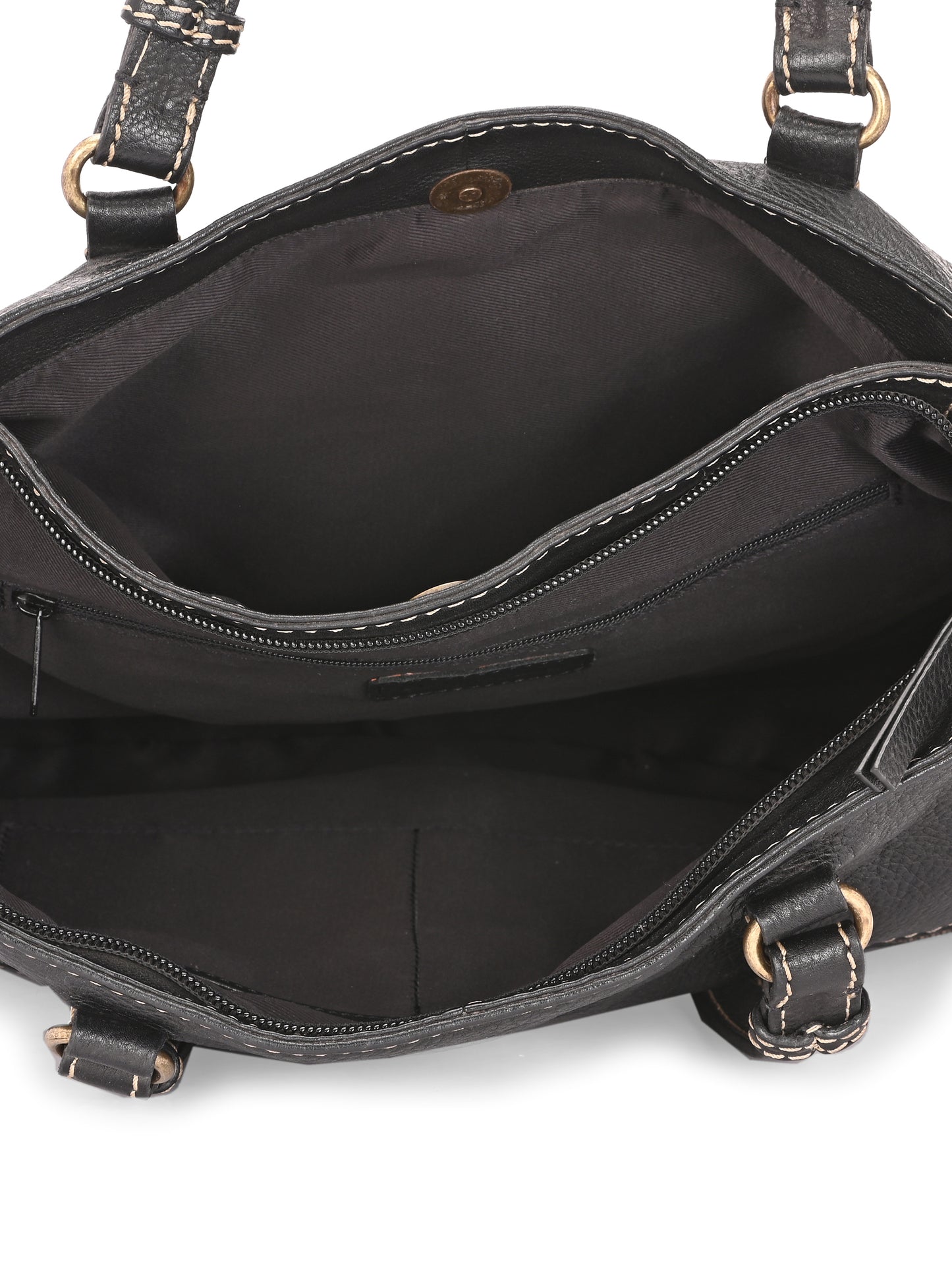 Velora Midnight Black Leather Tote Bag