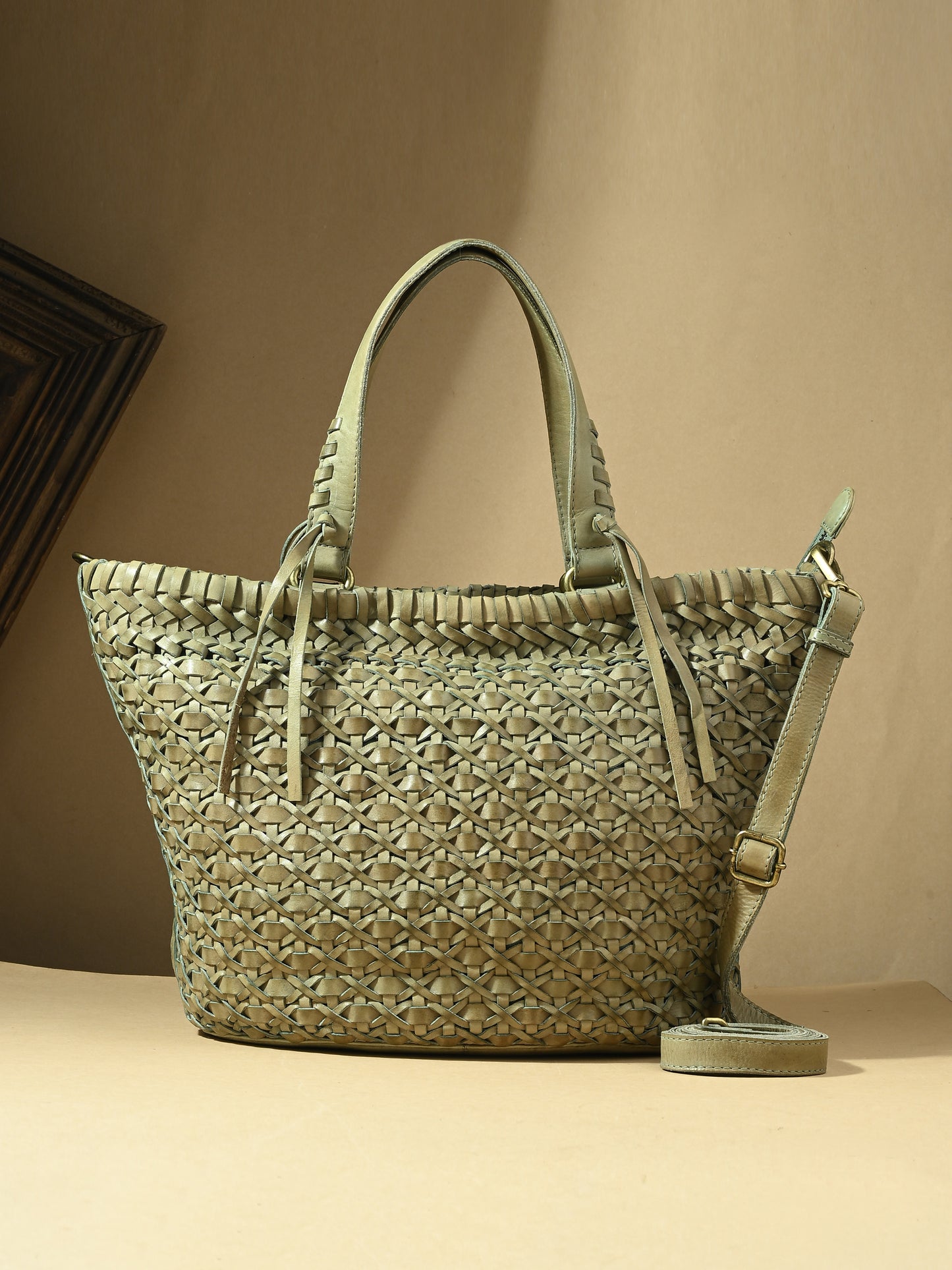 Verde Intreccio Leather Bag