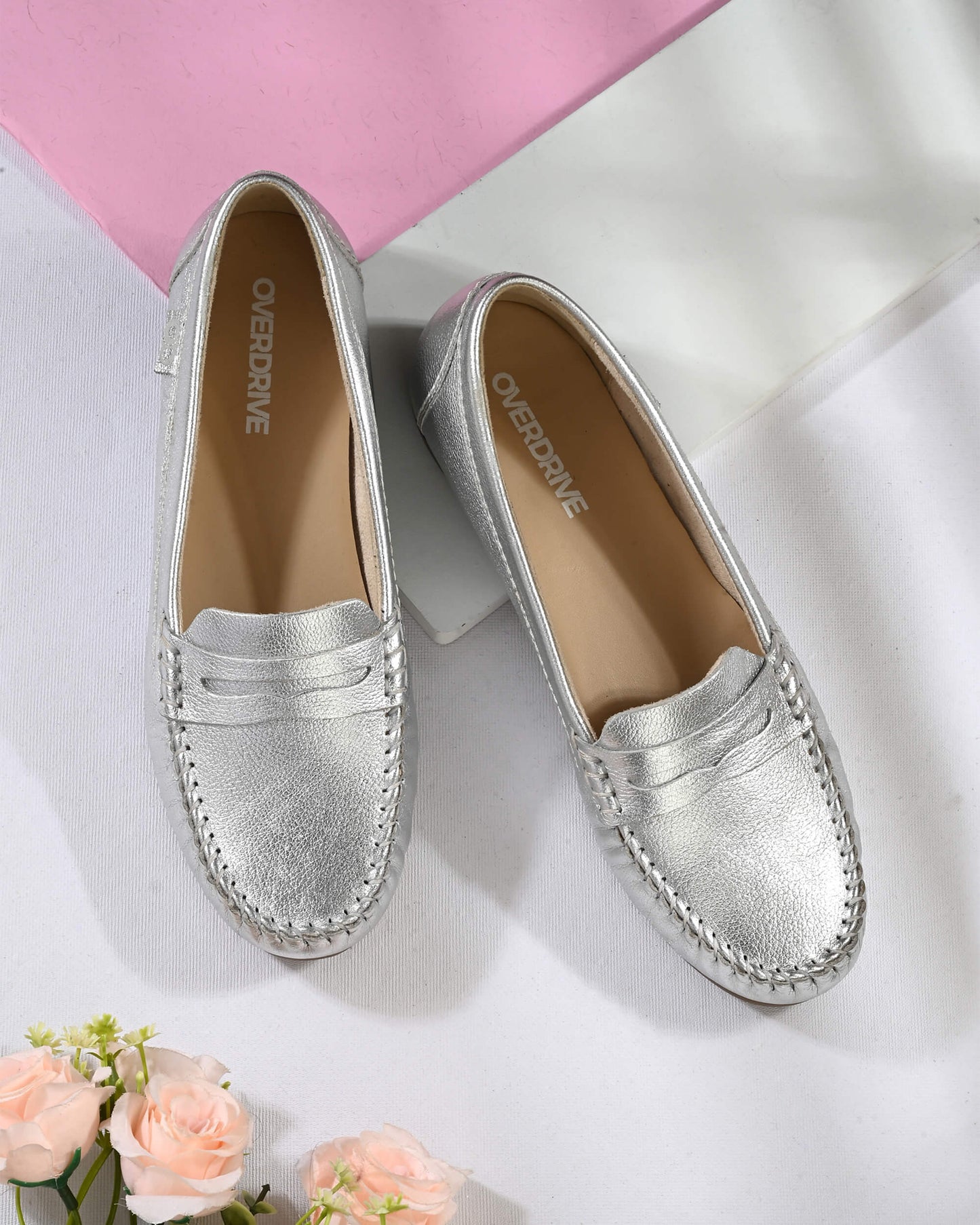 Diva Silver Leather Moccasin