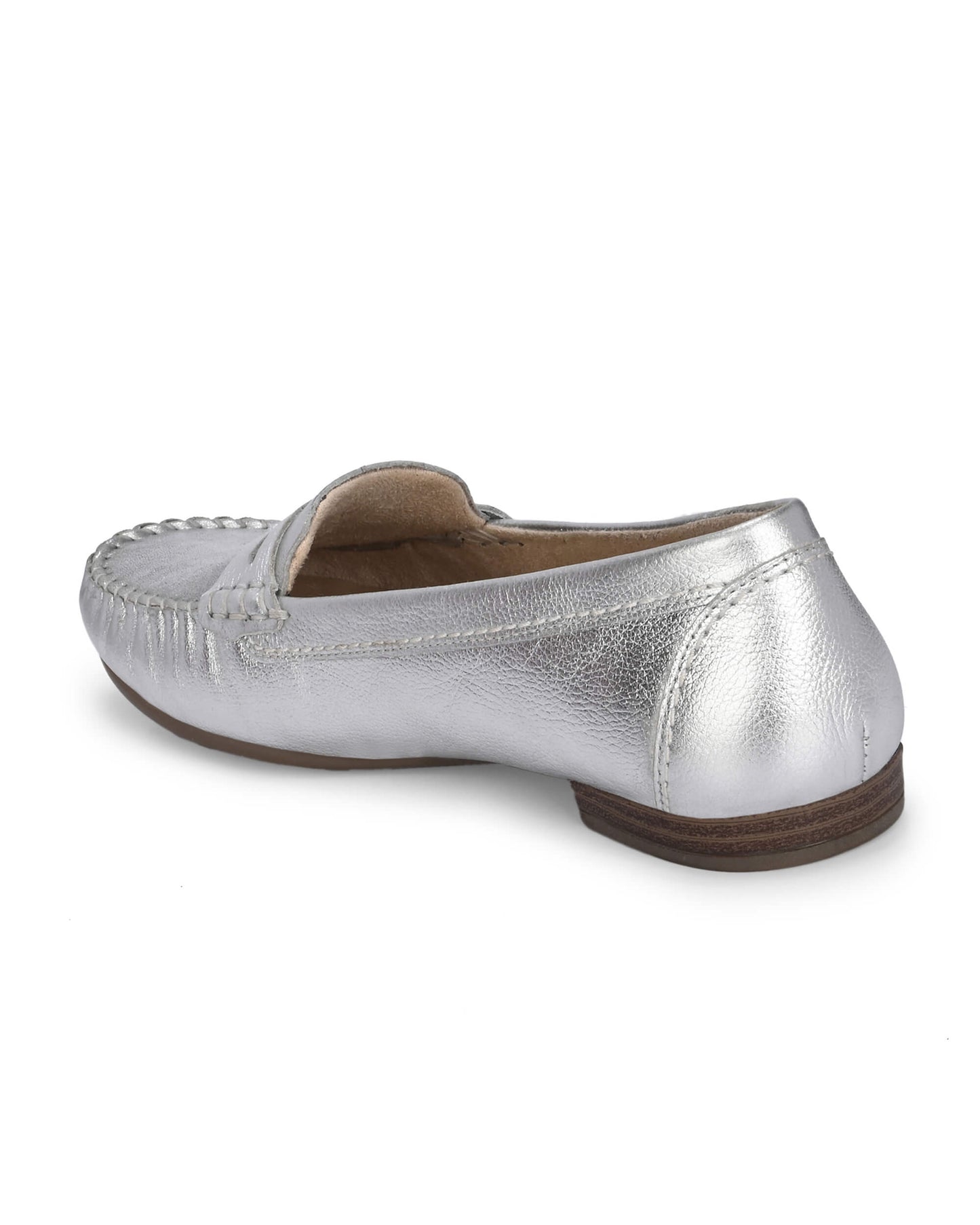 Diva Silver Leather Moccasin