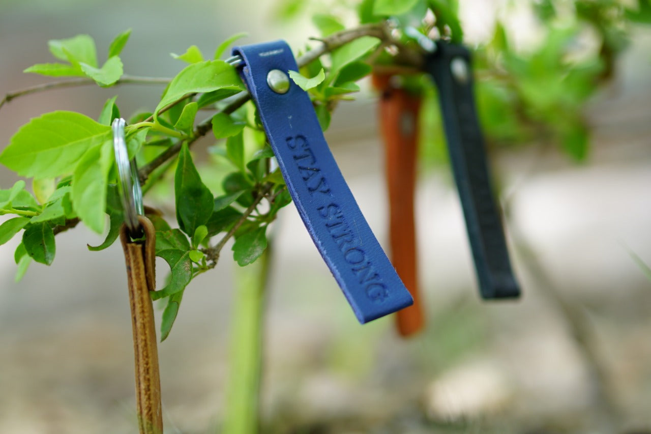 Stripe Leather Key Ring