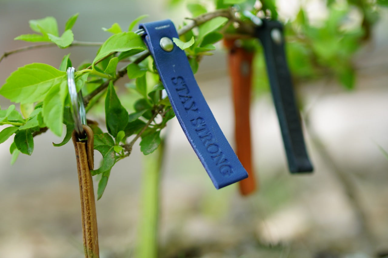 Stripe Leather Key Ring