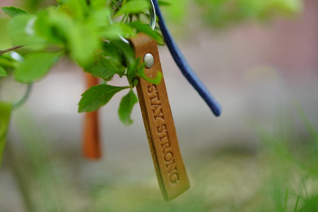 Stripe Leather Key Ring